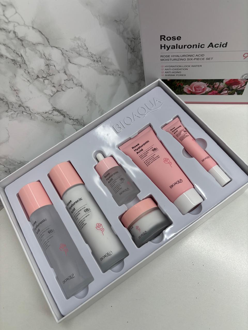 BIOAQUA KIT FACIAL ROSAS + ÁCIDO HILURÓNICO X 6