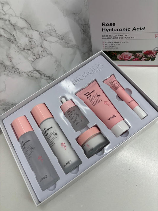 BIOAQUA KIT FACIAL ROSAS + ÁCIDO HILURÓNICO X 6